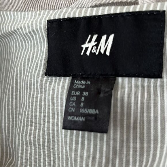 H & M tan double breasted button front cotton blend jacket size 8. - Picture 5 of 5